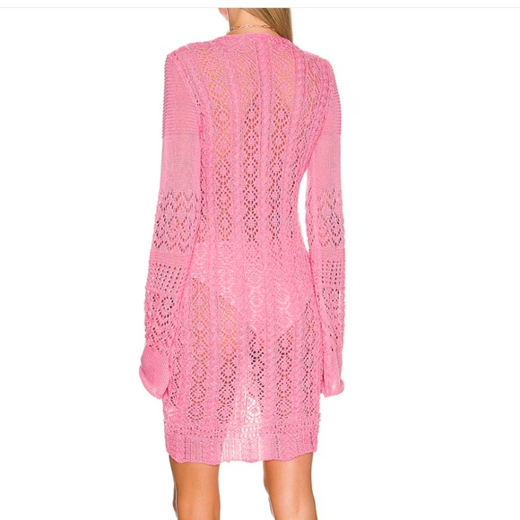 NWT Revolve SNDYS Fate Mini Cover Up Crochet Pink Medium - Picture 2 of 5